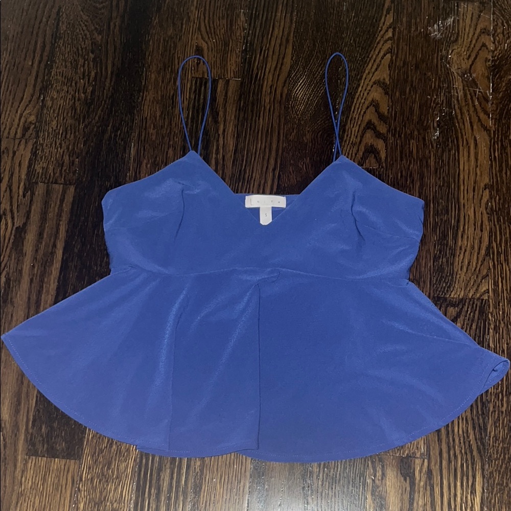 Elegant Blue Women's Peplum Crop Top